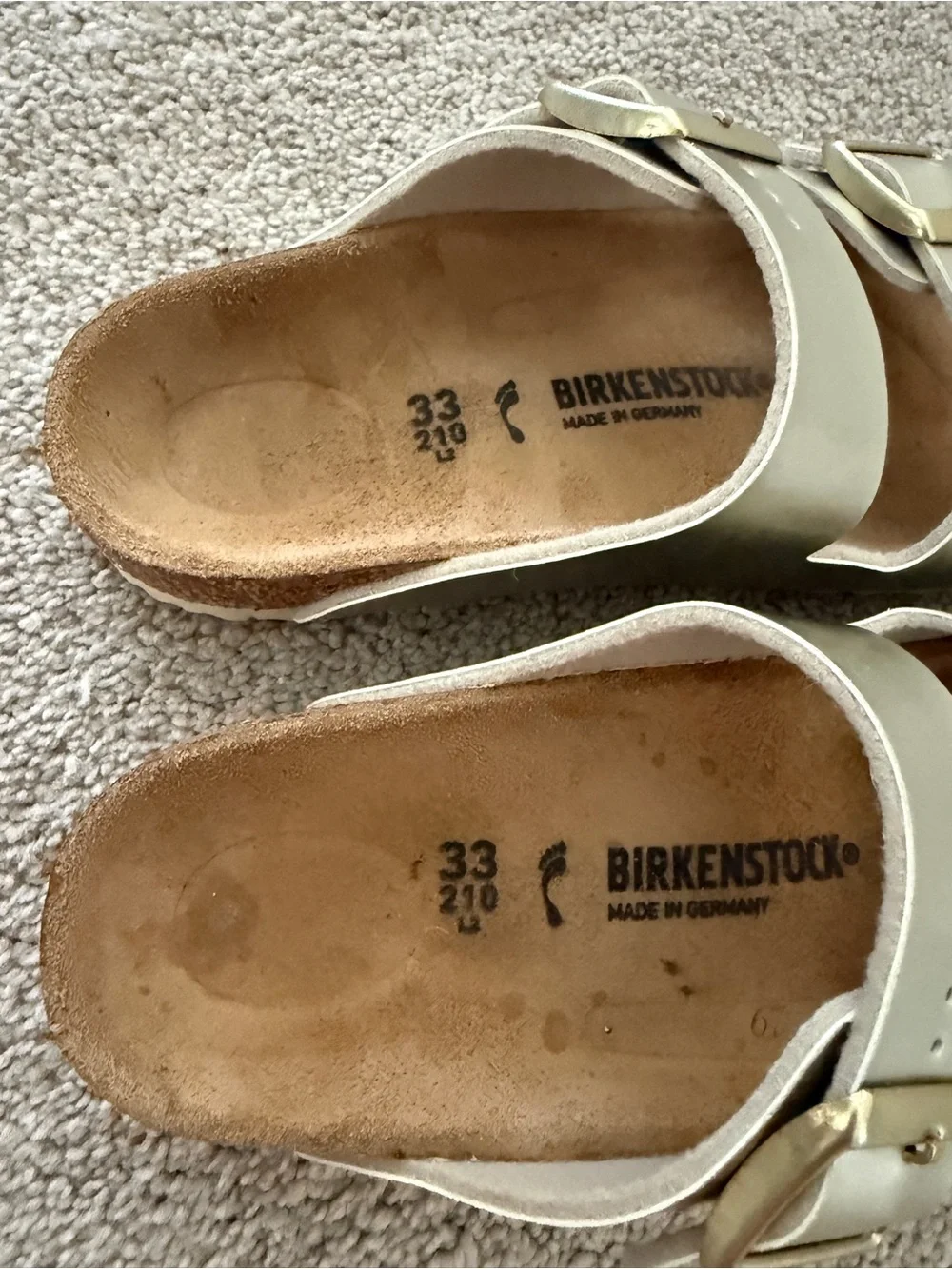 Birkenstock Kids Metallic Gold Double Buckle Sandals